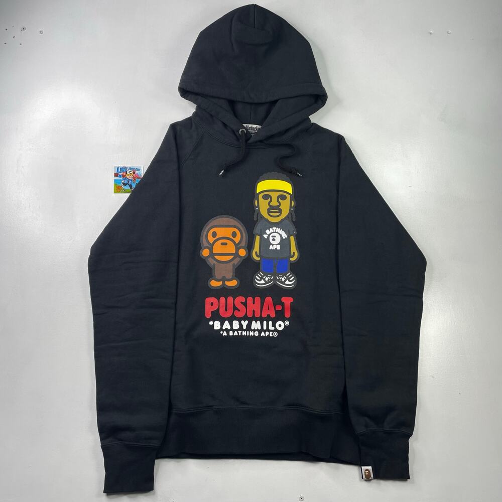 BAPE x Pusha T Baby Milo Pullover Hoodie Limited Edition Size L